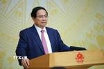 Thủ tướng Phạm Minh Chính kết luận Phiên họp lần thứ 28 của Ban Chỉ đạo chống khai thác hải sản bất hợp pháp. (Ảnh: Dương Giang/TTXVN)