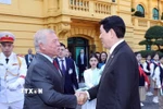 Chủ tịch nước Lương Cường đón Quốc vương Jordan Abdullah II Ibn Al Hussein. (Ảnh: Lâm Khánh/TTXVN)