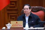 Thủ tướng Phạm Minh Chính chủ trì cuộc họp đẩy nhanh tiến độ dự án Cảng Hàng không Quốc tế Long Thành. (Ảnh: Dương Giang/TTXVN)