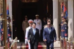 Tổng thống Ai Cập Abdel Fattah El-Sisi đón Chủ tịch nước Lương Cường. (Ảnh: Lâm Khánh/TTXVN)