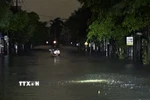 Đường Trần Phú (phường Tuy Hòa) bị ngập trong đêm 19/11. (Ảnh: Tường Quân/TTXVN)