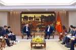 Thủ tướng Phạm Minh Chính tiếp ông Thomas J. Vallely, Cố vấn cấp cao về Việt Nam tại Viện Đông Nam Á thuộc Đại học Columbia (Hoa Kỳ). (Ảnh: Dương Giang/TTXVN)