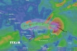 Hướng di chuyển của bão Ragasa từ hệ thống giám sát thiên tai Việt Nam. (Ảnh: TTXVN phát)