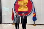 Tổng thống Timor Leste Jose Ramos Horta và Tổng Thư ký ASEAN Kao Kim Hourn. (Ảnh: Văn Phong/TTXVN)