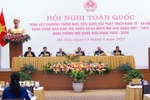 Thủ tướng Phạm Minh Chính dự Hội nghị toàn quốc Tổng kết Chương trình mục tiêu quốc gia phát triển kinh tế-xã hội vùng đồng bào dân tộc thiểu số. (Ảnh: Dương Giang/TTXVN)