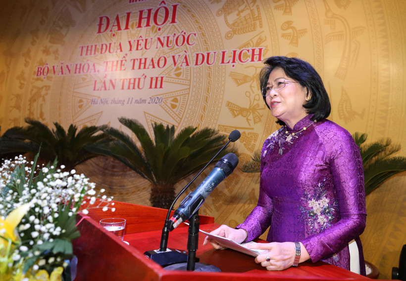 Phó Chủ tịch nước Đặng Thị Ngọc Thịnh phát biểu tại đại hội. (Ảnh: Thanh Tùng/TTXVN)