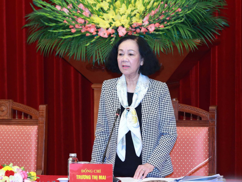 Thường trực Ban Bí thư Trương Thị Mai phát biểu chỉ đạo. (Ảnh: Phương Hoa/TTXVN)