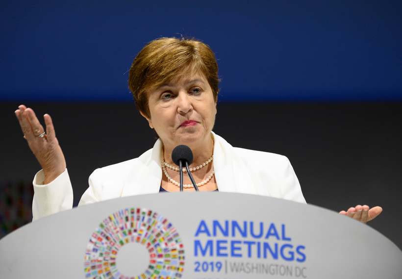 Tổng Giám đốc IMF - bà Kristalina Georgieva phát biểu tại Hội nghị thường niên Quỹ Tiền tệ Quốc tế (IMF) và Ngân hàng Thế giới (WB) ở Washington, DC,Mỹ, ngày 18/10. (Ảnh: AFP/TTXVN)