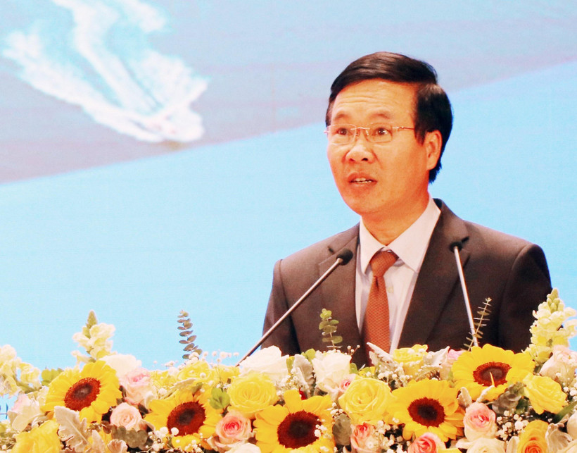 Trưởng Ban Tuyên giáo Trung ương Võ Văn Thưởng phát biểu chỉ đạo. (Ảnh: Văn Đức/TTXVN)