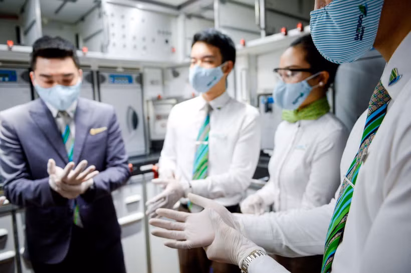 Hãng hàng không Bamboo Airways tăng cường các biện pháp phòng chống đại dịch COVID-19. (Ảnh: CTV/Vietnam+)