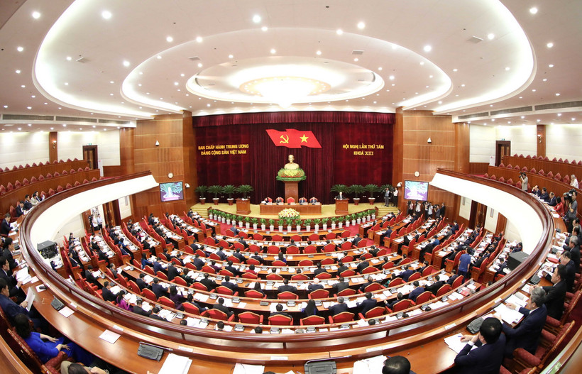 Toàn cảnh Hội nghị Trung ương 8, khóa XIII. (Ảnh: Phương Hoa/TTXVN)