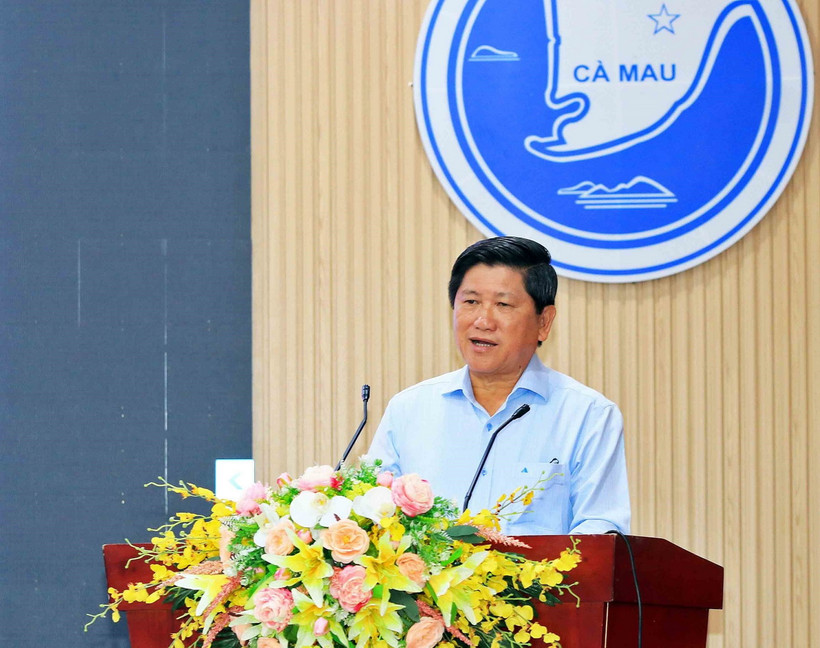 Phó Chủ tịch UBND tỉnh Cà Mau Lê Văn Sử phát biểu tại hội thảo. (Ảnh: Huỳnh Anh/TTXVN)