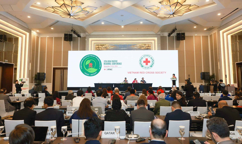 Lễ bế mạc Hội nghị Chữ thập Đỏ và Trăng Lưỡi liềm Đỏ khu vực Châu Á-Thái Bình Dương lần thứ 11. (Ảnh: Thanh Tùng/TTXVN)