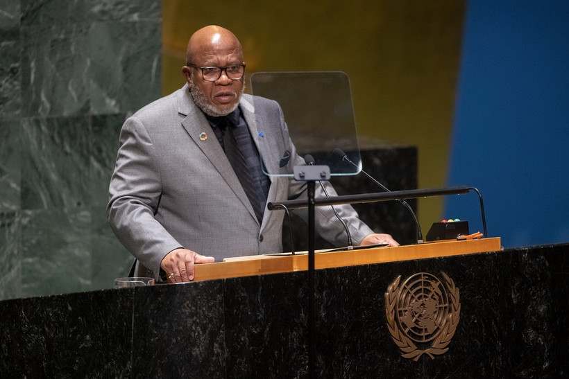 Chủ tịch Đại hội đồng Liên hợp quốc Dennis Francis. (Ảnh: THX/TTXVN)