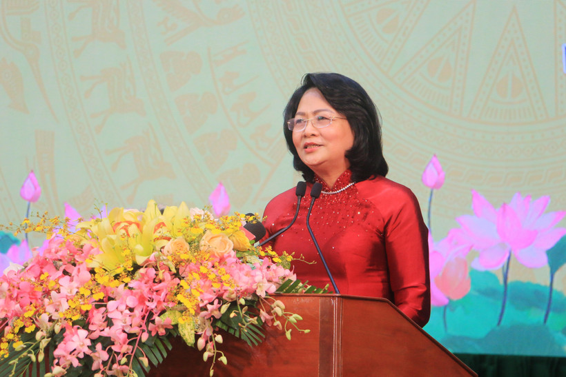 Phó Chủ tịch nước Đặng Thị Ngọc Thịnh phát biểu tại buổi lễ. (Ảnh: Phạm Minh Tuấn/TTXVN)