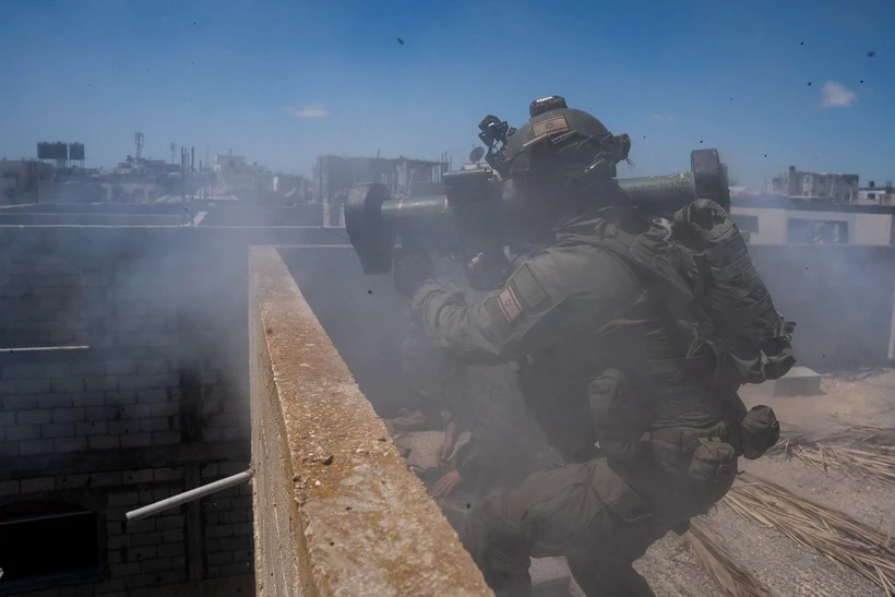 Binh sỹ Israel được triển khai trong chiến dịch quân sự tại Rafah, Dải Gaza, ngày 18/5/2024. (Ảnh: THX/TTXVN)