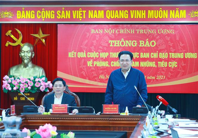 Phó Trưởng Ban Nội chính Trung ương Nguyễn Văn Yên phát biểu. (Ảnh: Phương Hoa/TTXVN)