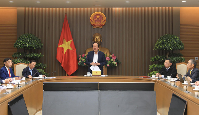 Bộ trưởng, Chủ nhiệm Văn phòng Chính phủ Mai Tiến Dũng đánh giá Đề án thí điểm đổi mới cơ chế một cửa, một cửa liên thông đã cho thấy những tiền bộ rõ nét trong giải quyết thủ tục hành chính. (Ảnh: Lâm Khánh/TTXVN)