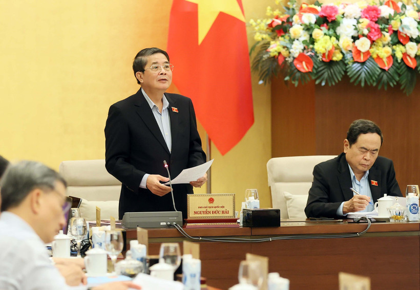 Phó Chủ tịch Quốc hội Nguyễn Đức Hải điều hành phiên họp. (Ảnh: An Đăng/TTXVN)