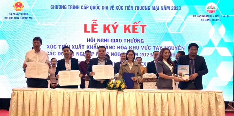 Các đơn vị ký kết biên bản ghi nhớ hợp tác kinh doanh. (Nguồn: Báo Gia Lai)