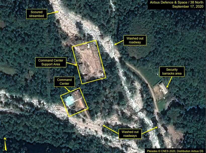 Phía Bắc và Tây của cơ sở hạt nhân Punggye-ri ở tỉnh Bắc Hamkyong, Triều Tiên ngày 25/9/2020. Ảnh do kênh vệ tinh 38 độ Bắc cung cấp. (Nguồn: YONHAP/TTXVN)