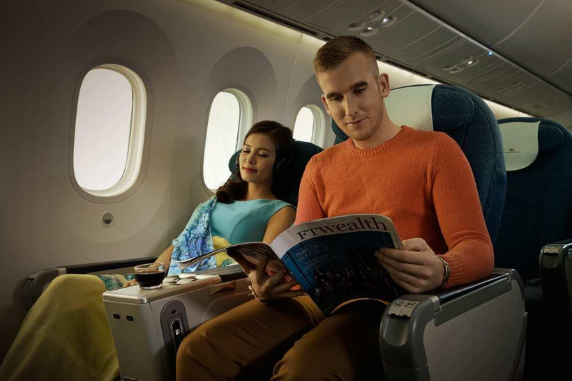 Hạng ghế phổ thông Đặc biệt của hãng hàng không Vietnam Airlines. (Ảnh: Anh Tuấn/Vietnam+)