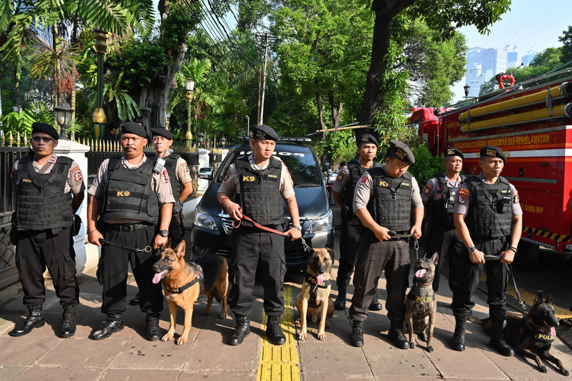 Cảnh sát Indonesia được triển khai tại Jakarta ngày 21/5/2019. (Ảnh: AFP/ TTXVN)