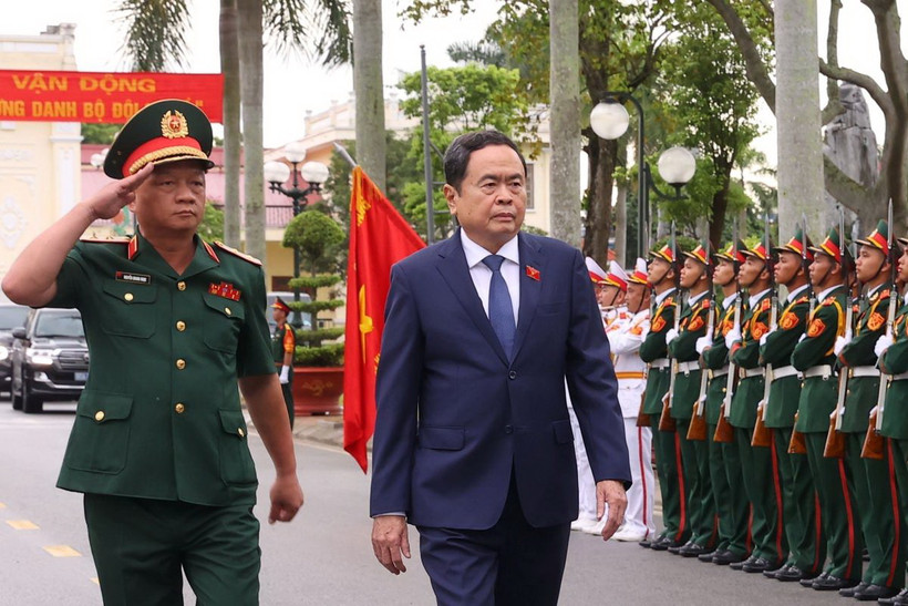 Lễ đón Chủ tịch Quốc hội Trần Thanh Mẫn. (Ảnh: Văn Điệp/TTXVN)