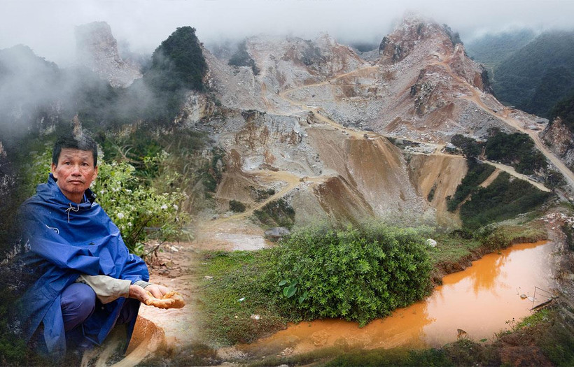 Hoạt động khai thác tài nguyên khoáng sản khiến núi đồi tan hoang, gây hại môi trường, ô nhiễm nguồn nước ở huyện Quỳ Hợp, tỉnh Nghệ An. (Ảnh: PV/Vietnam+)