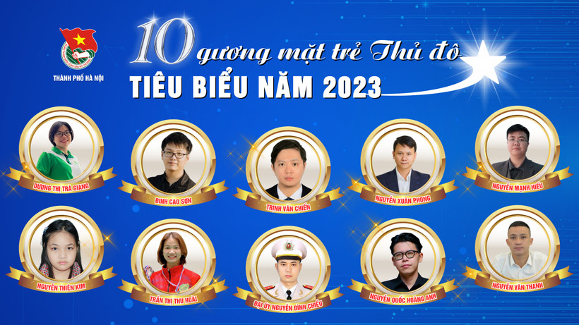 Danh sách 10 gương mặt trẻ Thủ đô tiêu biểu năm 2023. 