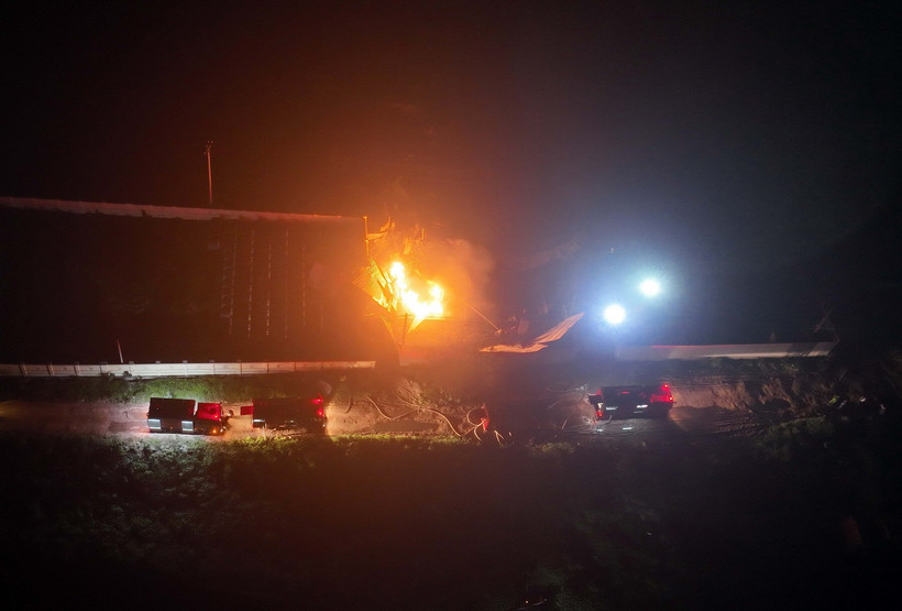 Hiện trường vụ cháy. (Ảnh: Phạm Kiên/TTXVN)