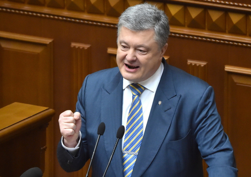 Cựu Tổng thống Ukraine Petro Poroshenko phát biểu tại Kiev ngày 7/2/2019. (Ảnh: AFP/ TTXVN)