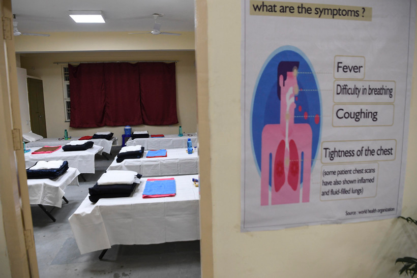 Phòng cách ly dành cho các công dân Ấn Độ từ thành phố Vũ Hán, Trung Quốc, trở về New Delhi. (Ảnh: AFP/TTXVN)