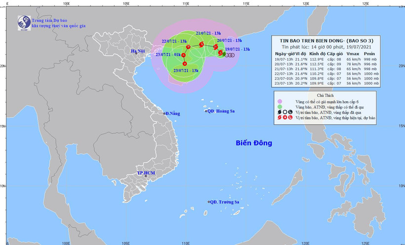 Hình ảnh về cơn bão số 3. (Nguồn: nchmf.gov.vn)