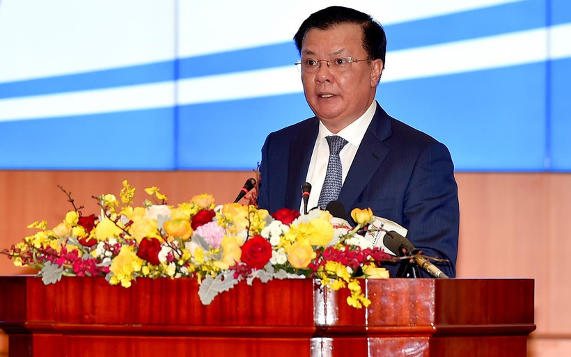 Bộ trưởng Bộ Tài chính Đinh Tiến Dũng phát biểu tại Hội nghị Tổng kết công tác tài chính, ngân sách Nhà nước năm 2019 và triển khai nhiệm vụ năm 2020. (Ảnh: BTC/Vietnam+)