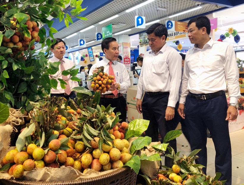 Sản phẩm vải thiều Lục Ngạn, Bắc Giang được kinh doanh tại 700 điểm bán thuộc Saigon Co.op. (Ảnh: Mỹ Phương/TTXVN) 