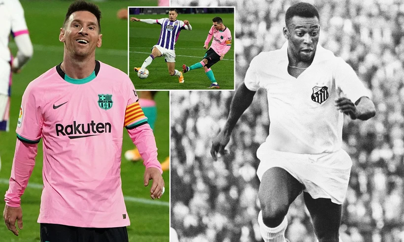 Messi vượt qua huyền thoại Pele để lập kỷ lục ghi bàn. (Nguồn: Daily Mail)