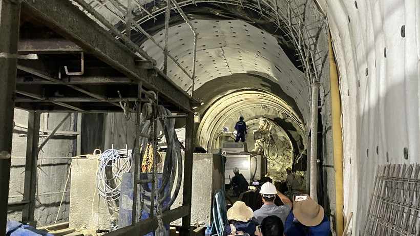 Hiện trường vụ sạt lở hầm đường sắt Chí Thạnh tháng 5/2024. (Ảnh: Tường Quân/TTXVN)