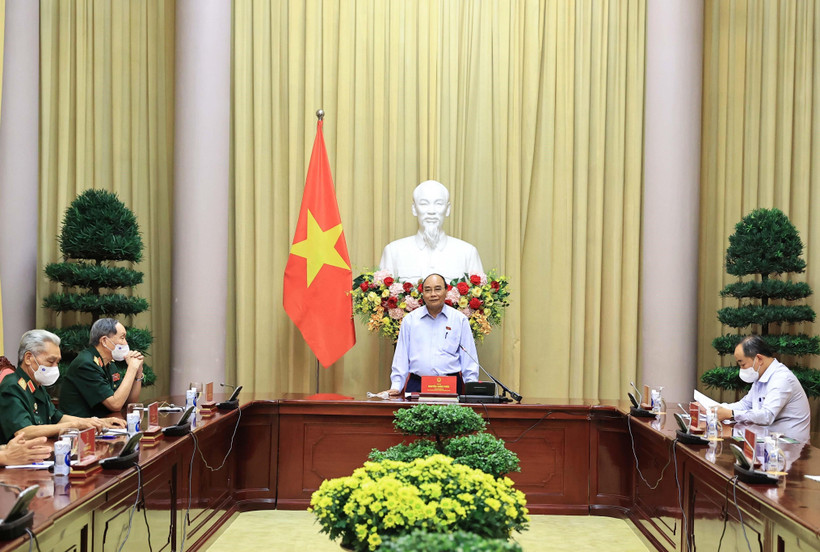 Chủ tịch nước Nguyễn Xuân Phúc phát biểu. (Ảnh: Thống Nhất/TTXVN)