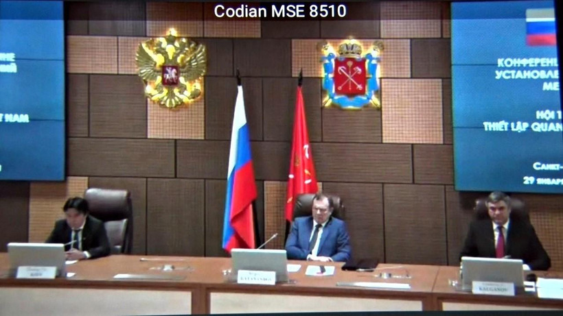 Hội thảo trực tuyến do Sở Ngoại vụ thành phố St. Petersburg tổ chức. (Ảnh: Hồng Quân/TTXVN)