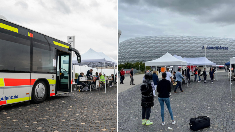 Người hâm mộ được tiêm vaccine trước khi vào sân Allianz Arena theo dõi Bayern thi đấu. (Nguồn: FcBayern)