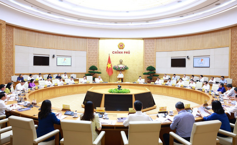 Phiên họp Chính phủ thường kỳ tháng 8/2024. (Ảnh: Dương Giang/TTXVN)