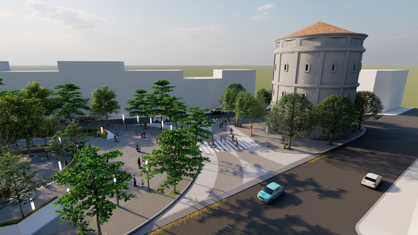 Phối cảnh kết nối vườn hoa Vạn Xuân với Tháp nước Hàng Đậu. (Ảnh: TTXVN phát)