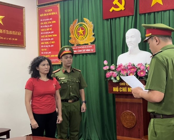 Bị can Đặng Thị Hàn Ni thời điểm bị bắt. (Nguồn: Cơ quan Công an)