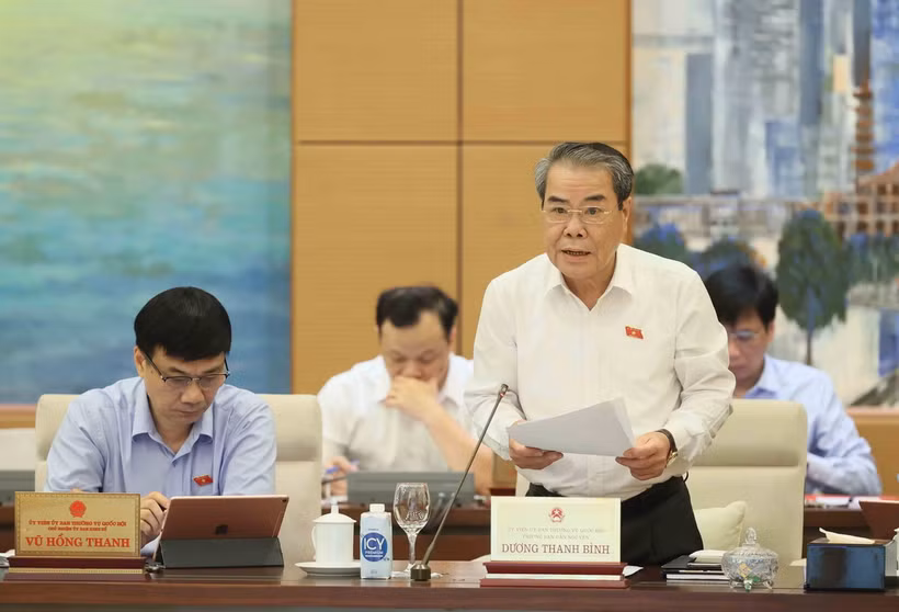 Trưởng Ban Dân nguyện của Quốc hội Dương Thanh Bình trình bày báo cáo thẩm tra. (Ảnh: An Đăng/TTXVN)