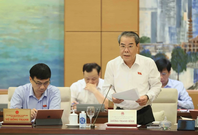 Trưởng Ban Dân nguyện của Quốc hội Dương Thanh Bình trình bày báo cáo thẩm tra. (Ảnh: An Đăng/TTXVN)