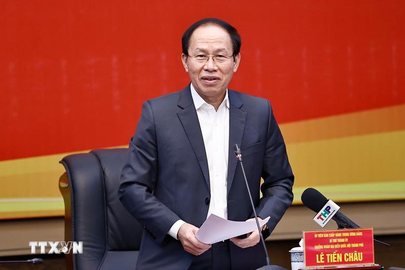 Ông Lê Tiến Châu, Ủy viên Trung ương Đảng, Bí thư Thành ủy, đại biểu Quốc hội khóa XV, giữ chức vụ Trưởng Đoàn đại biểu Quốc hội khóa XV thành phố Hải Phòng. (Nguồn: TTXVN)