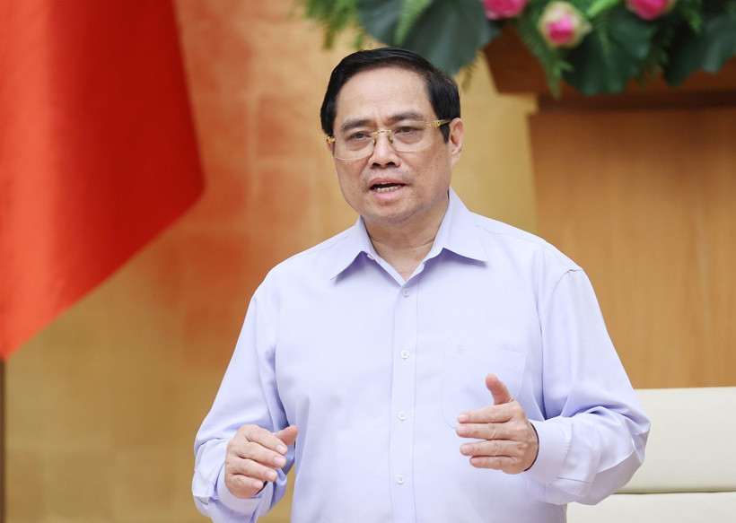 Thủ tướng Phạm Minh Chính nhấn mạnh, việc đi đến quyết định thực hiện Chỉ thị 16 với Thành phố Hồ Chí Minh là khó khăn nhưng cần thiết và phù hợp lúc này. (Ảnh: Dương Giang/TTXVN)