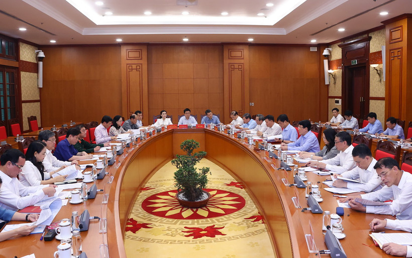 Hội nghị giao ban công tác Quý 3/2024 với các Ban đảng, 4 văn phòng, các đảng ủy, cơ quan, đoàn thể Trung ương. (Ảnh: Văn Điệp/TTXVN)