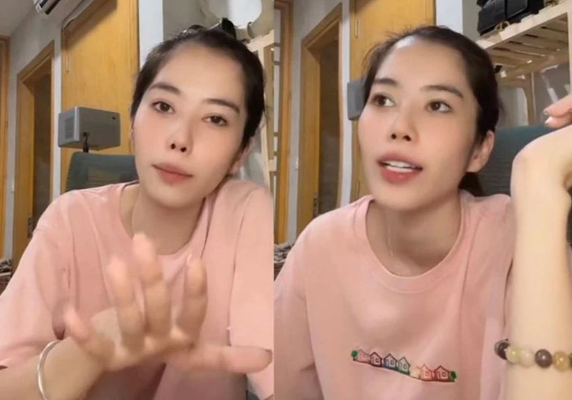 Hoa khôi Nam Em livestream có nhiều nội dung gây ảnh hưởng tiêu cực trên mạng xã hội. (Ảnh chụp màn hình)